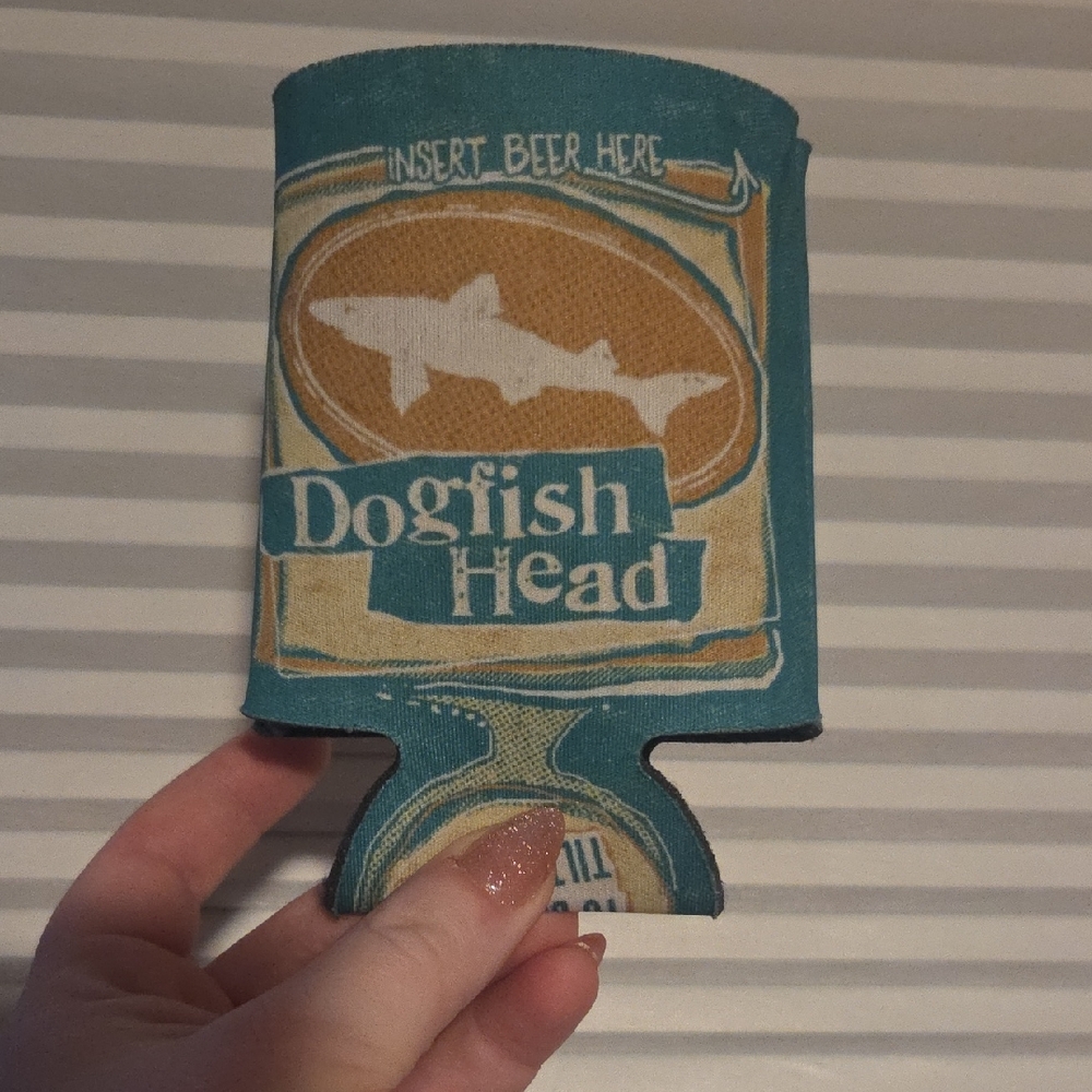 Blue and Tan Can Cooler